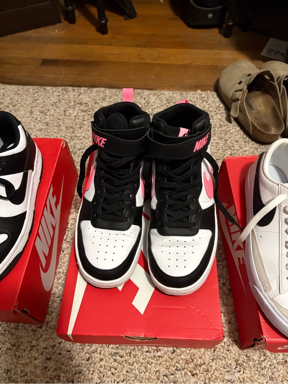 Nike Black White Pink High-Top Sneakers